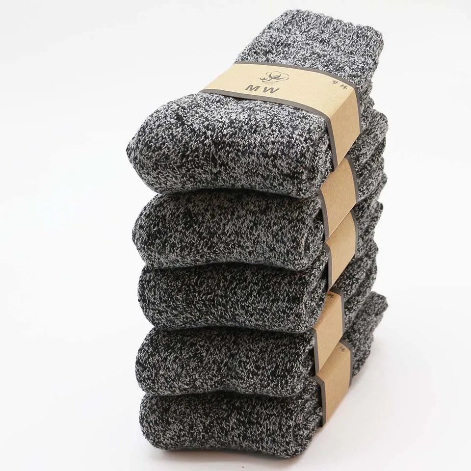 Winter Men's Merino Wool Socks Super Thick Warm High Quality Harajuku Retro Snow Casual Antifreeze Socks 5 Pair Quick Pick Grocers