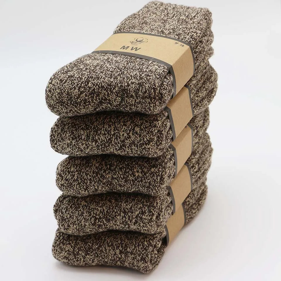 Winter Men's Merino Wool Socks Super Thick Warm High Quality Harajuku Retro Snow Casual Antifreeze Socks 5 Pair Quick Pick Grocers