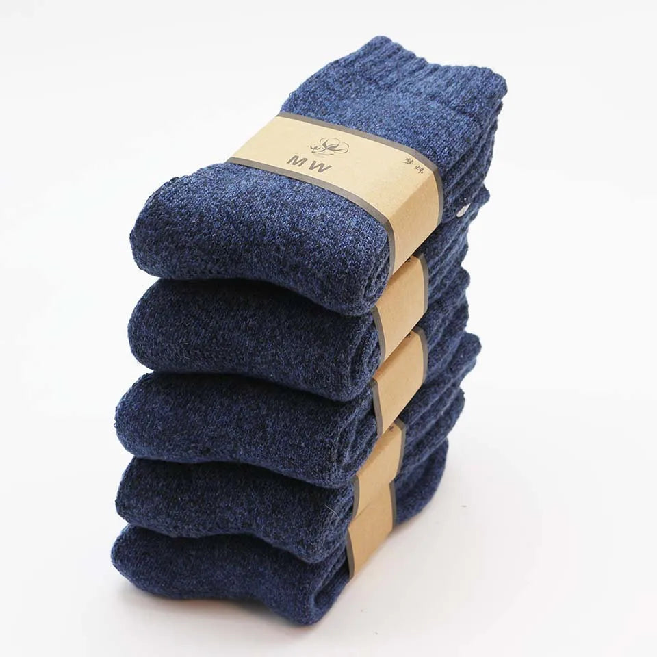 Winter Men's Merino Wool Socks Super Thick Warm High Quality Harajuku Retro Snow Casual Antifreeze Socks 5 Pair Quick Pick Grocers