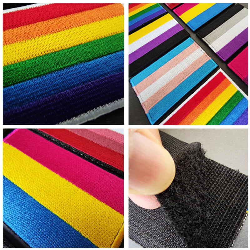 Rainbow Flag Embroidered Patch Pride Gay LGBT Tactical Applique for Clothes Hat Military Emblem with Hook and Loop Quick Pick Grocers