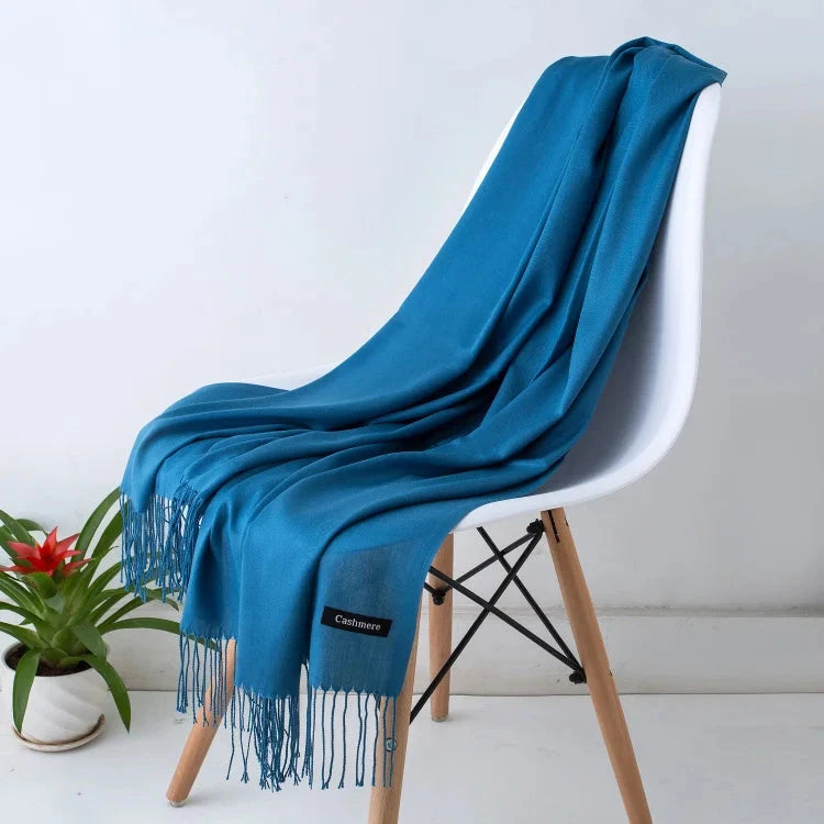 2022 fashion Tassels women scarf shawls and Wraps lady Designer solid female hijab stoles long pashmina foulard head scarves Econic Blanks