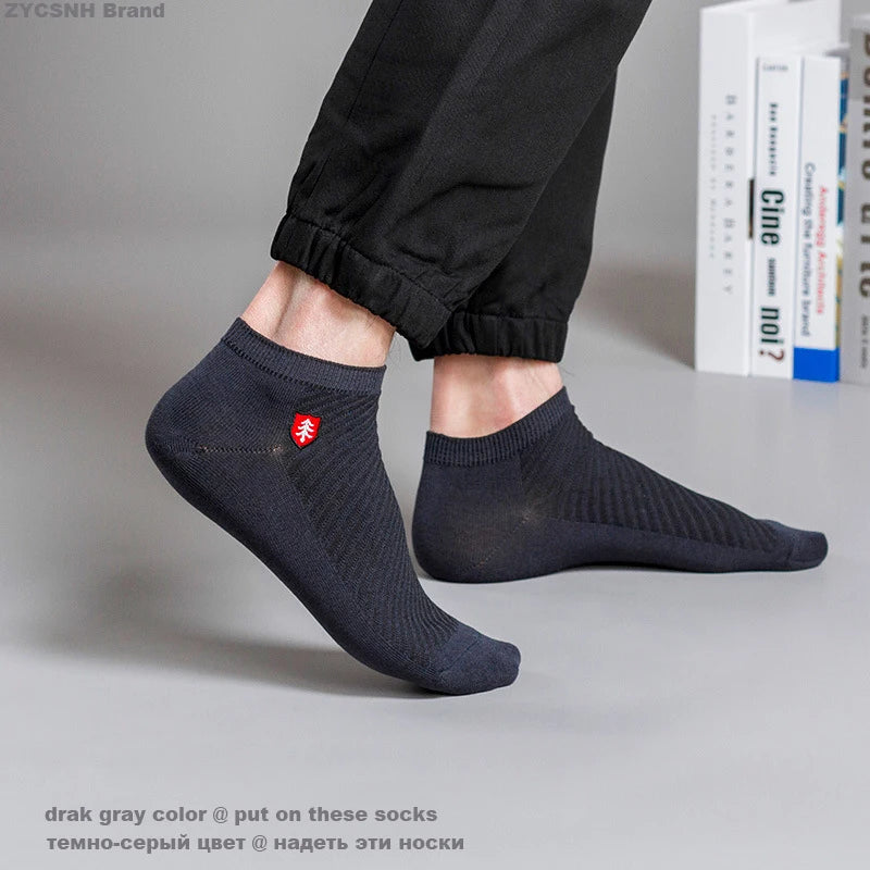 3/5Pairs High Quality Bamboo Fiber Men‘s And Women Socks Embroidery Boat Ankle Socks Men Gifts Spring Summer Socks Quick Pick Grocers