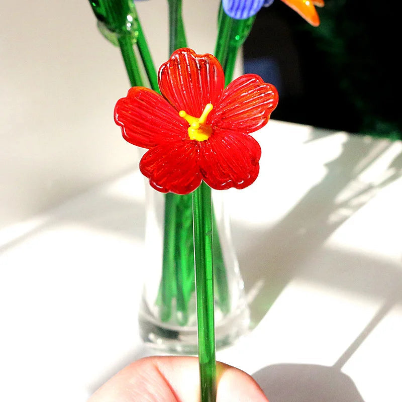 Handmade Colorful Murano Glass Flower Craft Figurine Wedding Valentine's Day Favors Gifts Table Miniature Vase Decor Ornaments Quick Pick Grocers