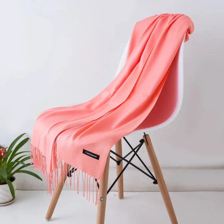 2022 fashion Tassels women scarf shawls and Wraps lady Designer solid female hijab stoles long pashmina foulard head scarves Econic Blanks
