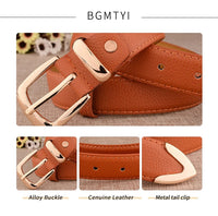 Fashion Women Genuine Leather Belts High Quality Gold Buckle Best Matching Dress Jeans Belts for Lady LB2146 Quick Pick Grocers