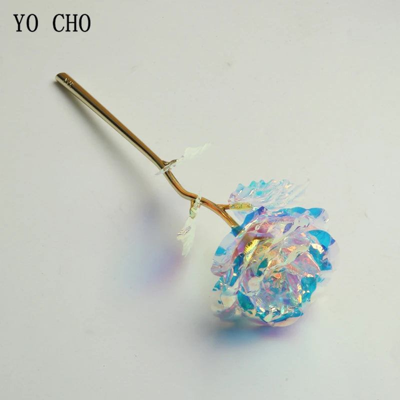 YO CHO 24K Plated Gold Rose Artificial Flower 24K Foil Rose Galaxy Box Birthday Valentine Mother's Day Christmas Creative Gift Quick Pick Grocers