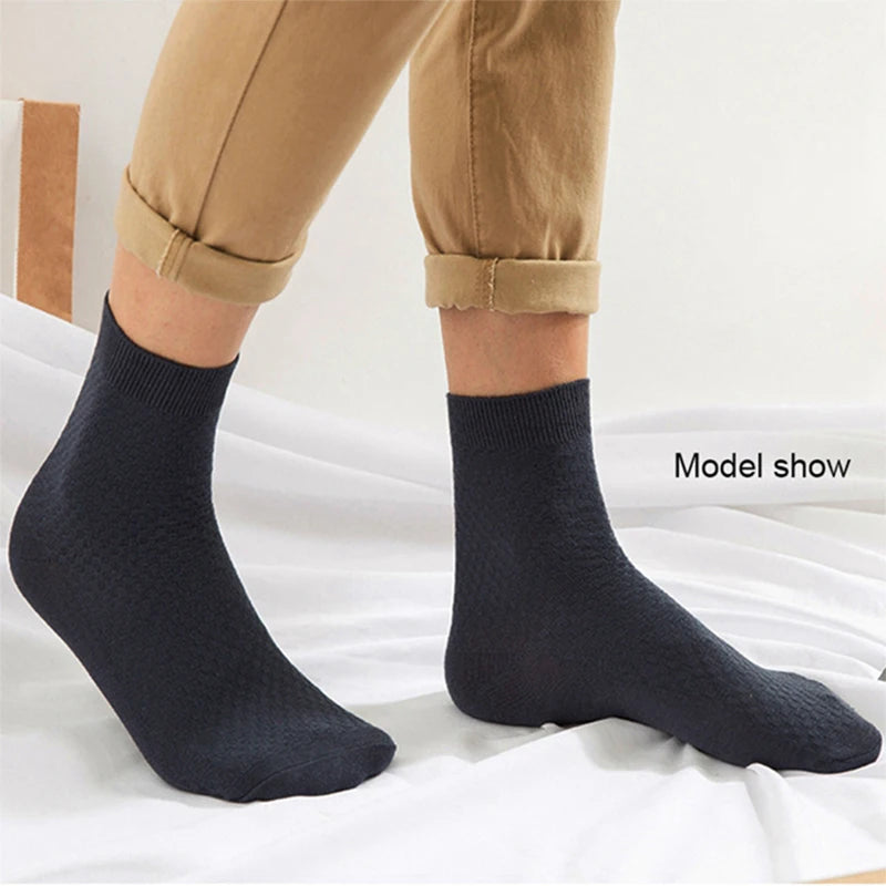 10 Pairs/Lot Men's Bamboo Fiber Socks 2025 New Compression Autumn Long Black Business Casual Man Dress Sock Gift Plus Size 42-45 Quick Pick Grocers