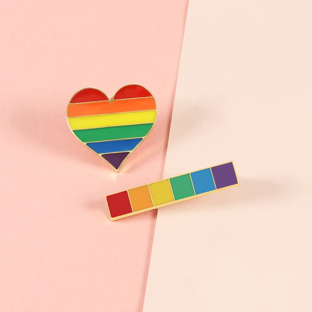 LGBT Flag Rainbow Heart Brooch Peace and Love Enamel Pins Clothes Bag Lapel Pin Gay Lesbian Pride Icon Badge Unisex Jewelry Gift Quick Pick Grocers