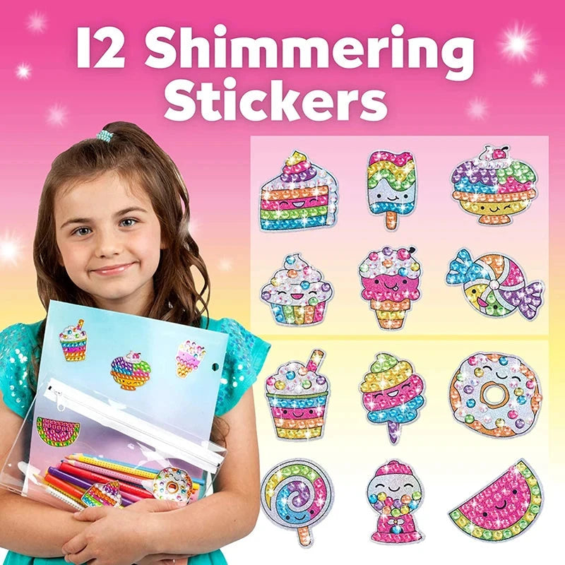 12 Create Big Gem Diamond Painting Sticker Kit Art Craft Girls Boys Unicorn Animal Sealife Magical Mosaic Dot Sticky Toys Gifts Econic Blanks