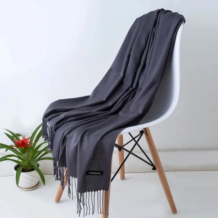 2022 fashion Tassels women scarf shawls and Wraps lady Designer solid female hijab stoles long pashmina foulard head scarves Econic Blanks