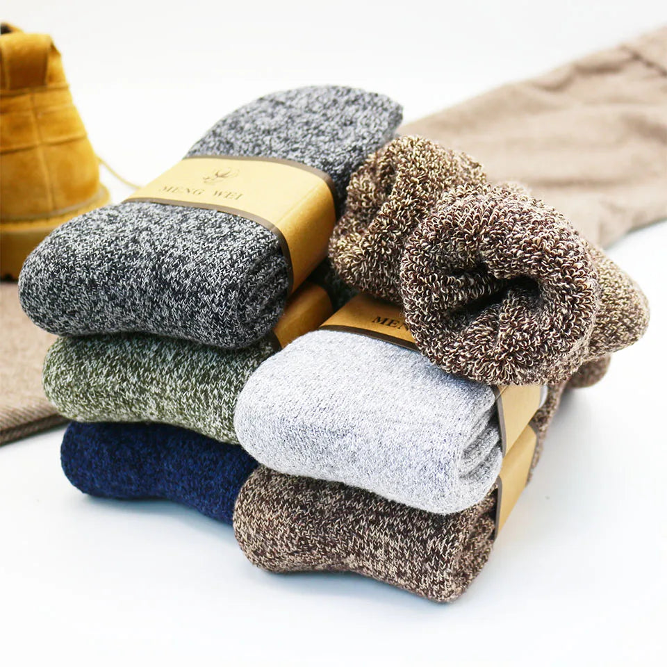 Winter Men's Merino Wool Socks Super Thick Warm High Quality Harajuku Retro Snow Casual Antifreeze Socks 5 Pair Quick Pick Grocers