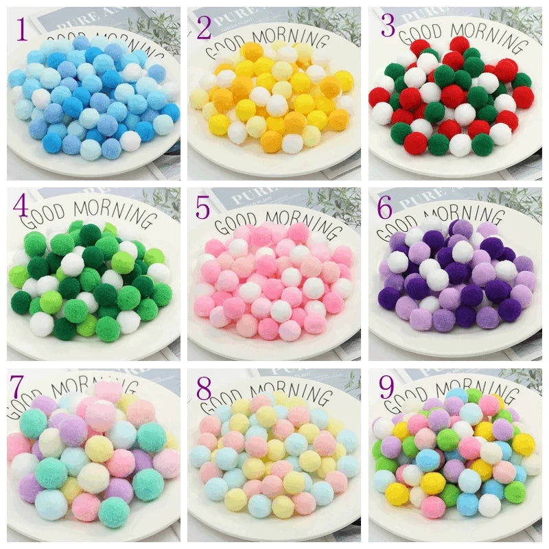 Pompoms 8/10/15/20/25/30mm Soft Pompons Colorful Fluffy Plush Craft DIY Pom Pom Fur Ball Pon Pon Home Decoration Kids Toys 10g Econic Blanks