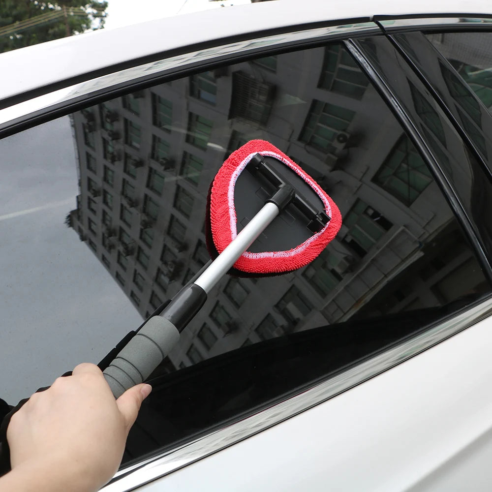 Window Scraping Mist Eliminator Microfiber Car Window Cleaner Telescopic Window Glass Cleaner Car Windshield Cleaning Brush