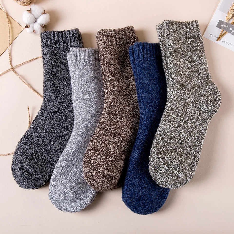 Winter Men's Merino Wool Socks Super Thick Warm High Quality Harajuku Retro Snow Casual Antifreeze Socks 5 Pair Quick Pick Grocers