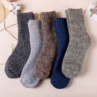 Winter Men's Merino Wool Socks Super Thick Warm High Quality Harajuku Retro Snow Casual Antifreeze Socks 5 Pair Quick Pick Grocers