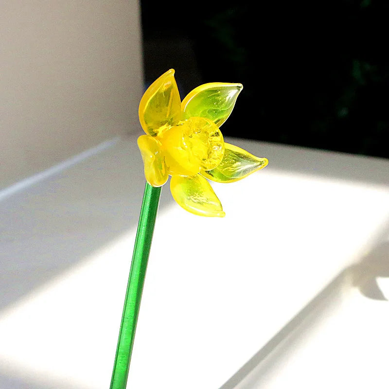 Handmade Colorful Murano Glass Flower Craft Figurine Wedding Valentine's Day Favors Gifts Table Miniature Vase Decor Ornaments Quick Pick Grocers
