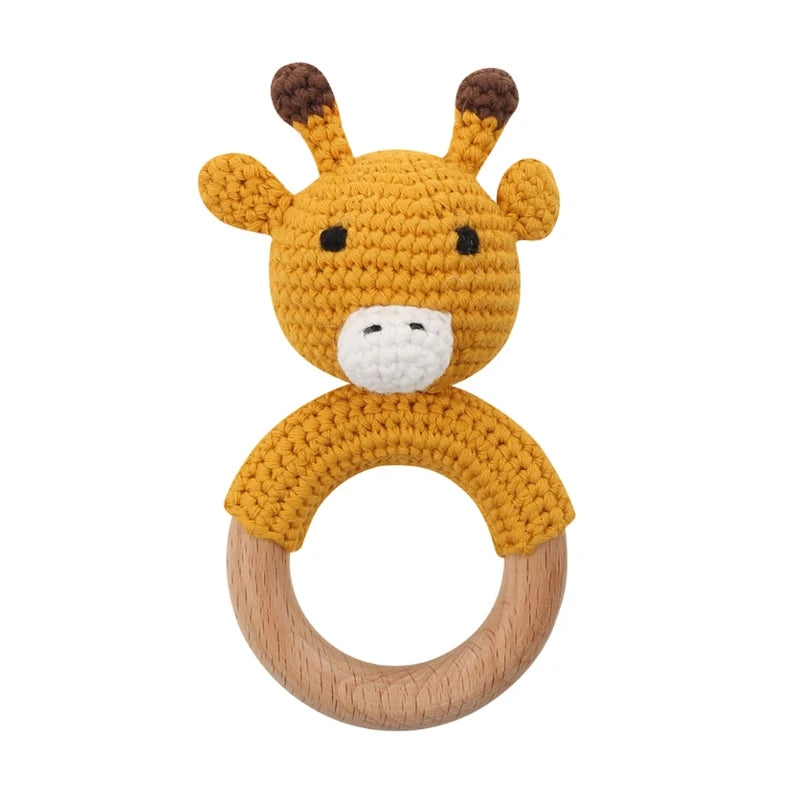 BPA Free Baby Wooden Teether Crochet Cartoon Baby Rattle Toys Wooden Ring Rodent Toys Mobile Gym Kids Newborn Educational Toys Purest Peak