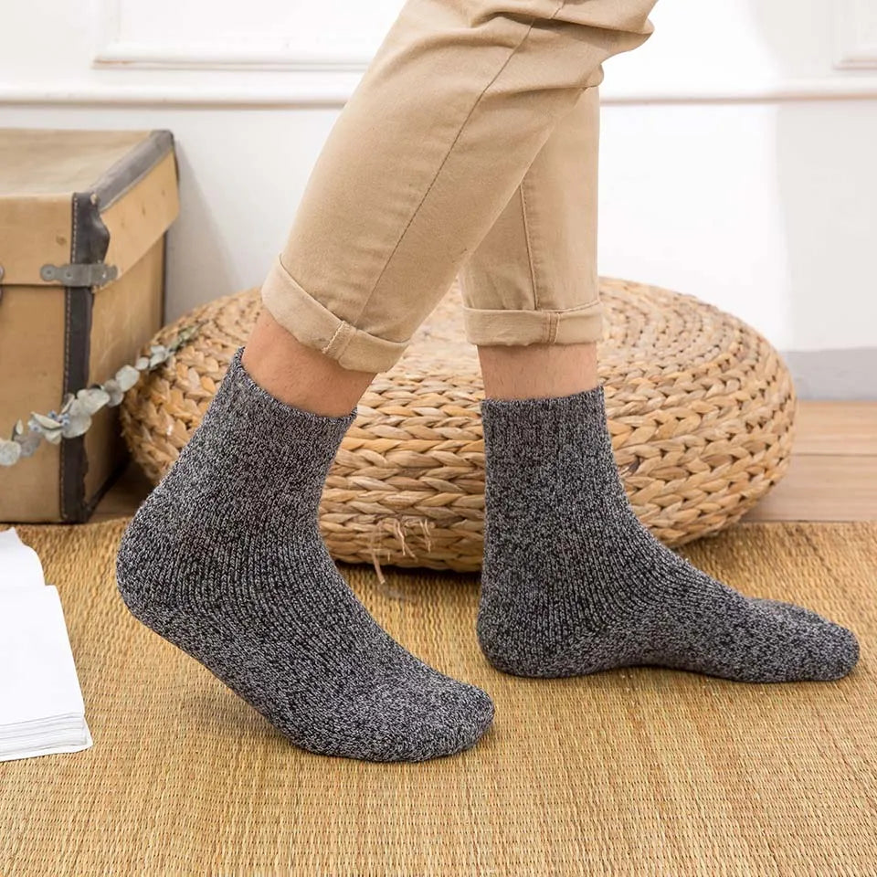 Winter Men's Merino Wool Socks Super Thick Warm High Quality Harajuku Retro Snow Casual Antifreeze Socks 5 Pair Quick Pick Grocers