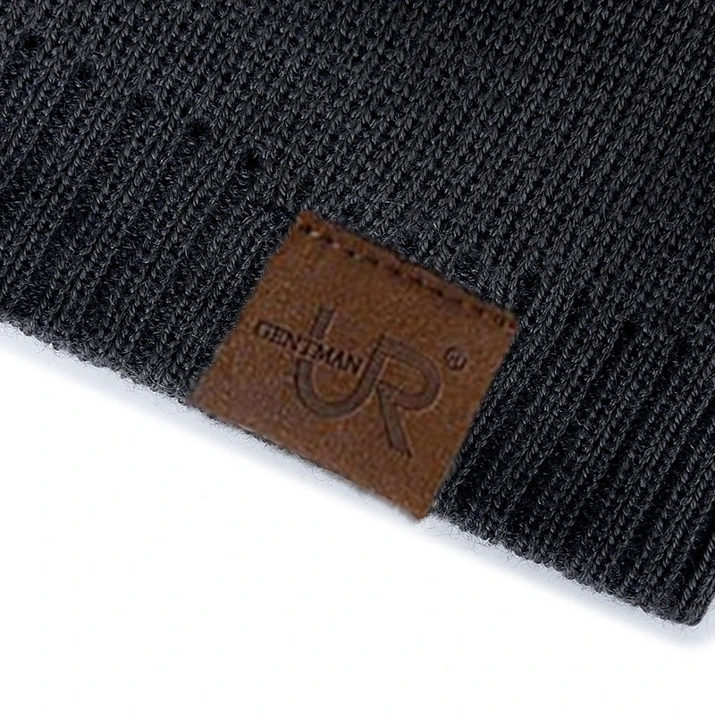 Unisex URGENTMAN Labal Winter Hats Solid Color Knitted Hats For Men And Women Beanie Cap Outdoor Add Fur Lining Warm Sports Hats Purest Peak