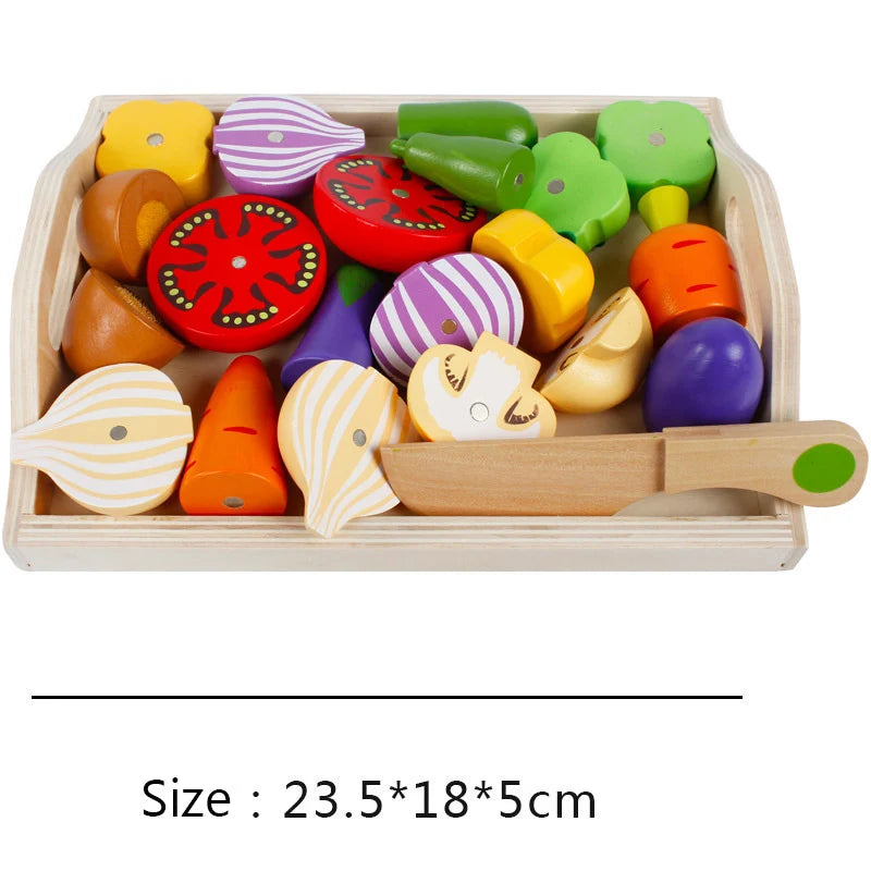 Simulation Kitchen Pretend Toy Wooden Classic Game Montessori Educational Toy For Children Kids Gift Cutting Fruit Vegetable Set Econic Blanks