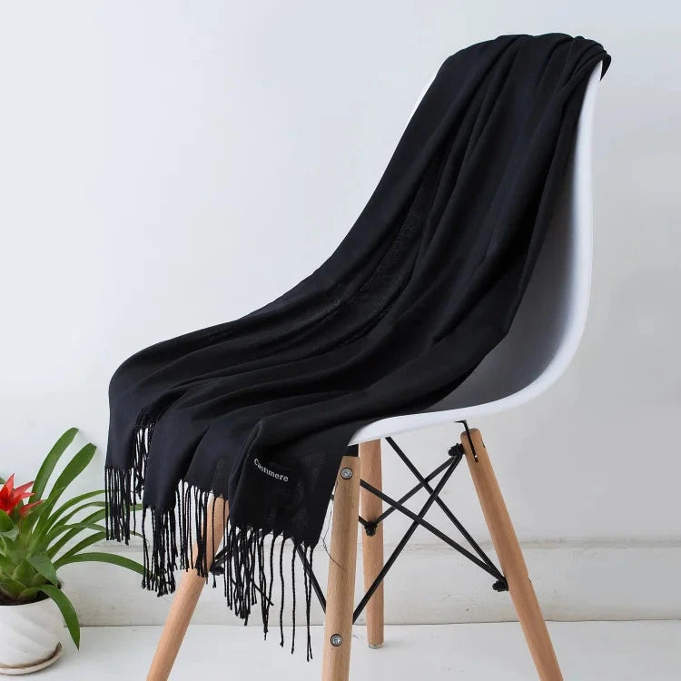 2022 fashion Tassels women scarf shawls and Wraps lady Designer solid female hijab stoles long pashmina foulard head scarves Econic Blanks