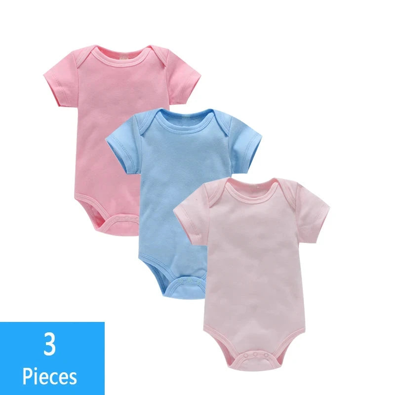 3PCS/Lot Baby Clothes Boy/Girl Baby Bodysuit Summer Clothes Solid Color Romper Soft Cotton Jumpsuit For Newborns Clothing 2021 Econic Blanks