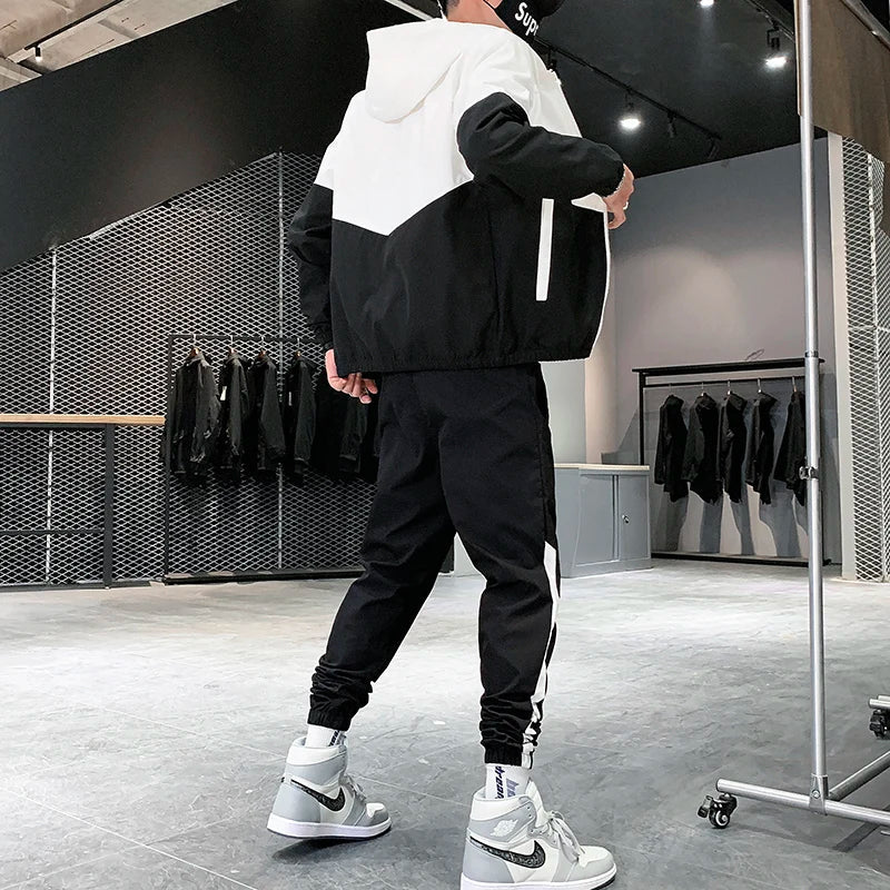 2026 Men Tracksuit Casual Joggers Hooded Sportswear Jackets And Pants 2 Piece Sets Hip Hop Running Sports Suit Quick Pick Grocers