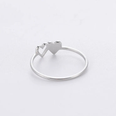 COOLTIME Initial Letter Ring for Women Stainless Steel A-Z Alphabet Double Heart Rings Simple Wedding Cheap Gift For Lover Quick Pick Grocers