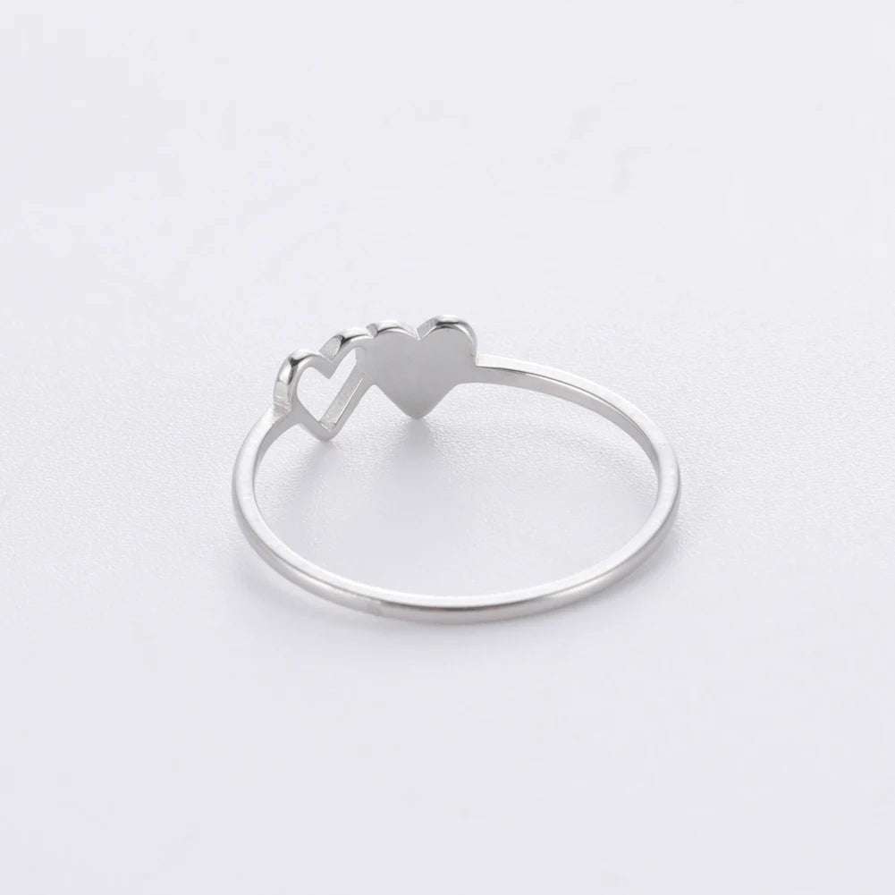COOLTIME Initial Letter Ring for Women Stainless Steel A-Z Alphabet Double Heart Rings Simple Wedding Cheap Gift For Lover Quick Pick Grocers
