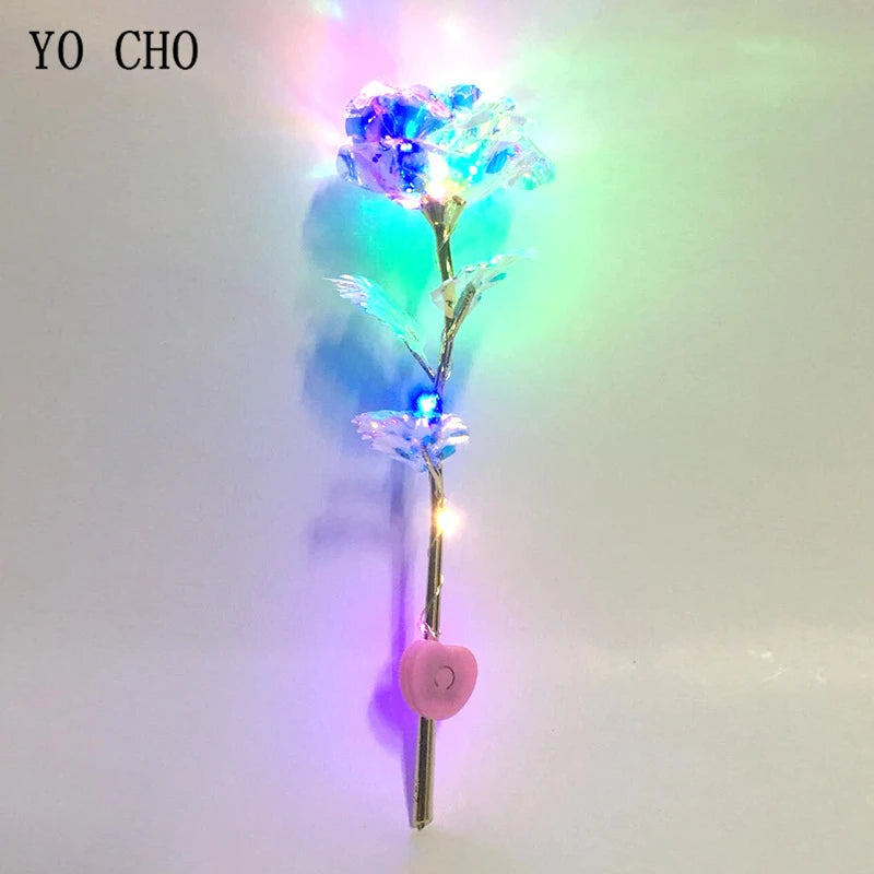 YO CHO 24K Plated Gold Rose Artificial Flower 24K Foil Rose Galaxy Box Birthday Valentine Mother's Day Christmas Creative Gift Quick Pick Grocers