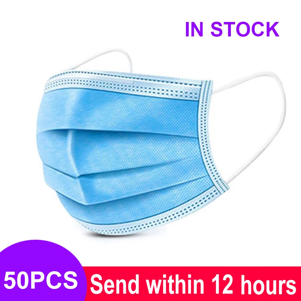 Mouth Masks 3-layer Anti-Dust Disposable Mascarillas  Non Woven Meltblown Cloth Masks Elastic Ear Loop Face Mask Purest Peak