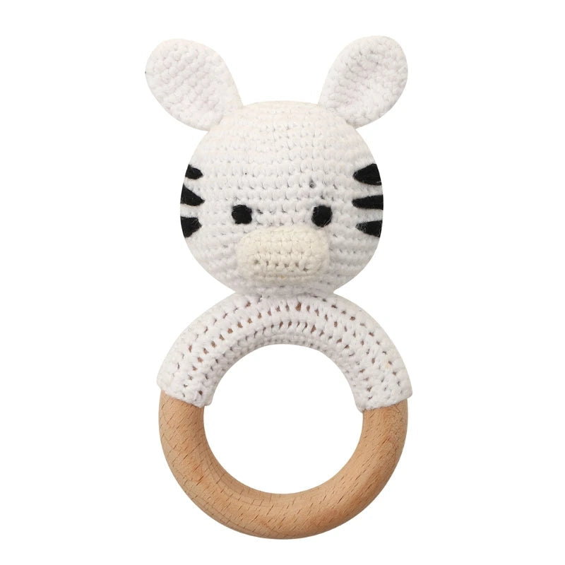 BPA Free Baby Wooden Teether Crochet Cartoon Baby Rattle Toys Wooden Ring Rodent Toys Mobile Gym Kids Newborn Educational Toys Purest Peak
