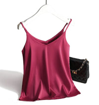AOSSVIAO 2026 Spaghetti Strap Top Women Halter V Neck Basic White Cami Sleeveless Satin Silk Tank Tops Women'S Summer Camisole Quick Pick Grocers