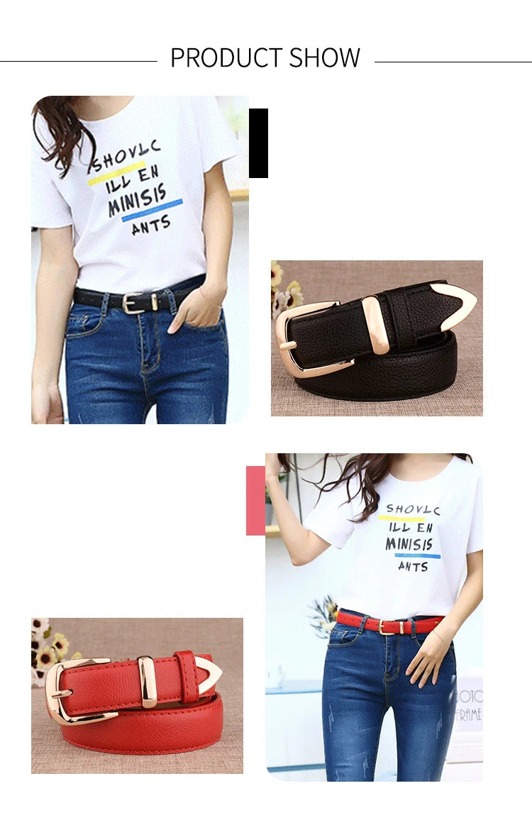 Fashion Women Genuine Leather Belts High Quality Gold Buckle Best Matching Dress Jeans Belts for Lady LB2146 Quick Pick Grocers