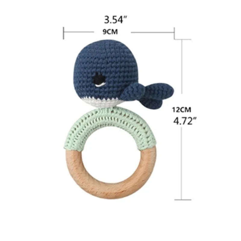 BPA Free Baby Wooden Teether Crochet Cartoon Baby Rattle Toys Wooden Ring Rodent Toys Mobile Gym Kids Newborn Educational Toys Purest Peak