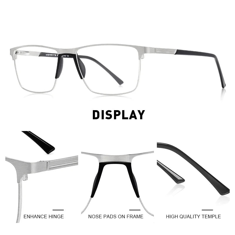 MERRYS DESIGN Men Titanium Alloy Glasses Frame Fashion Male Square Ultralight Eye Myopia Prescription Eyeglasses S2001 Econic Blanks