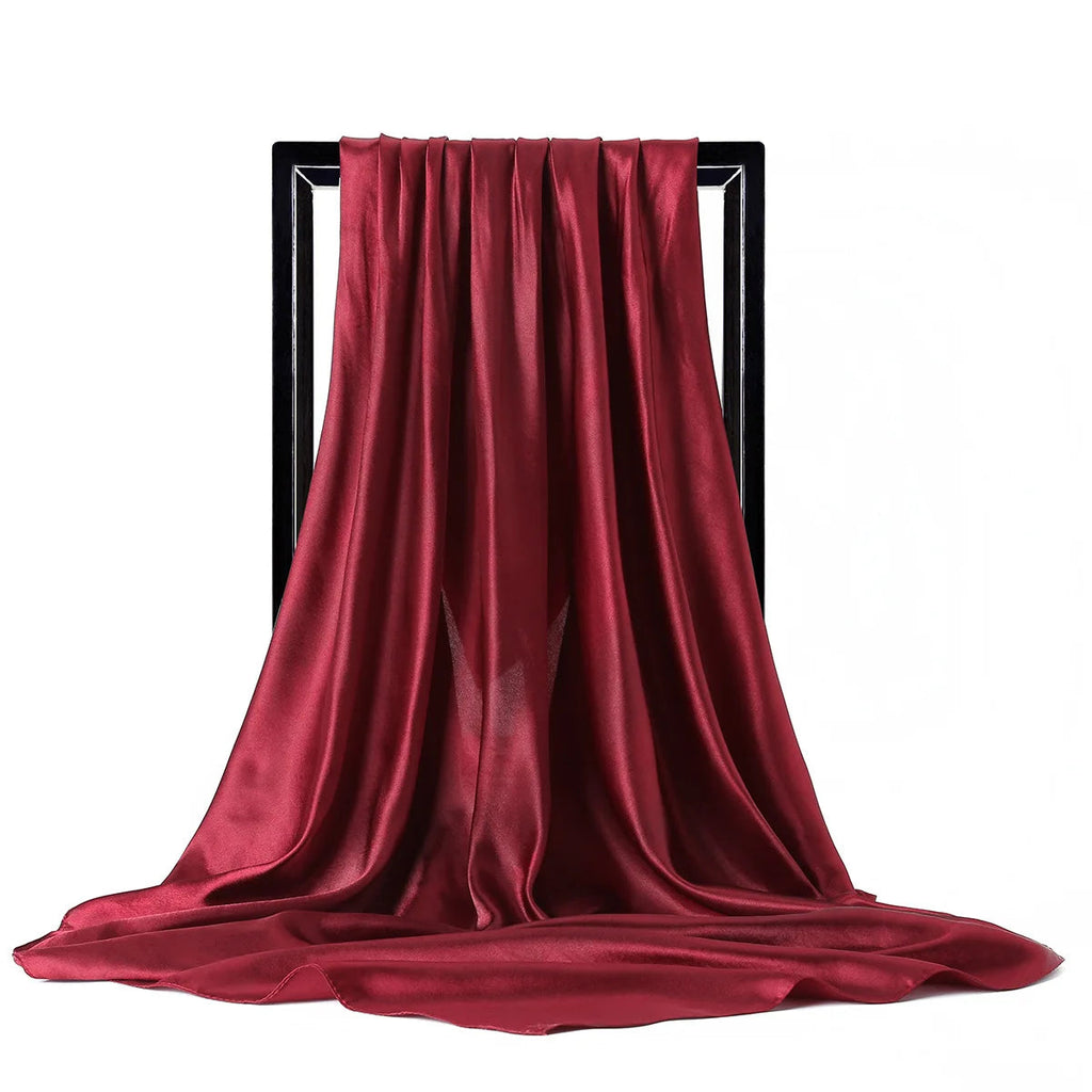 Luxury Brand Silk Scarf Women Satin Solid color Hijab Scarves Muslim Pareo Bandana Female Shawl Wrap Headband Foulard 90*90cm Quick Pick Grocers