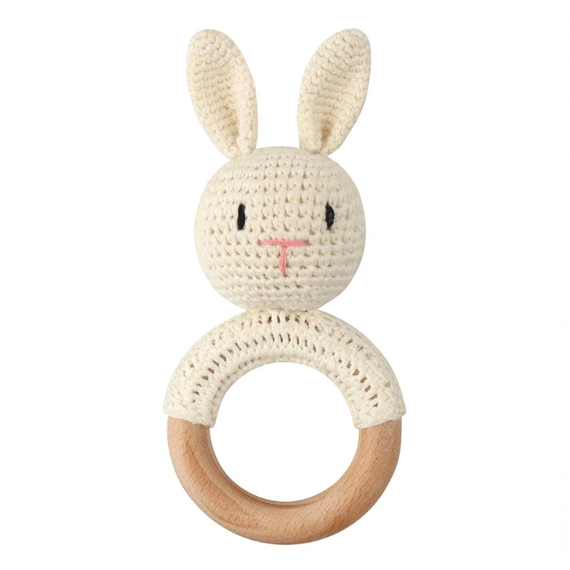 BPA Free Baby Wooden Teether Crochet Cartoon Baby Rattle Toys Wooden Ring Rodent Toys Mobile Gym Kids Newborn Educational Toys Purest Peak