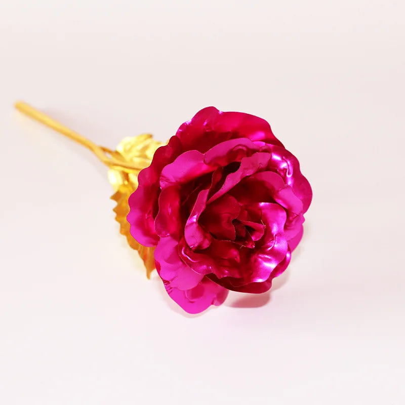 YO CHO 24K Plated Gold Rose Artificial Flower 24K Foil Rose Galaxy Box Birthday Valentine Mother's Day Christmas Creative Gift Quick Pick Grocers