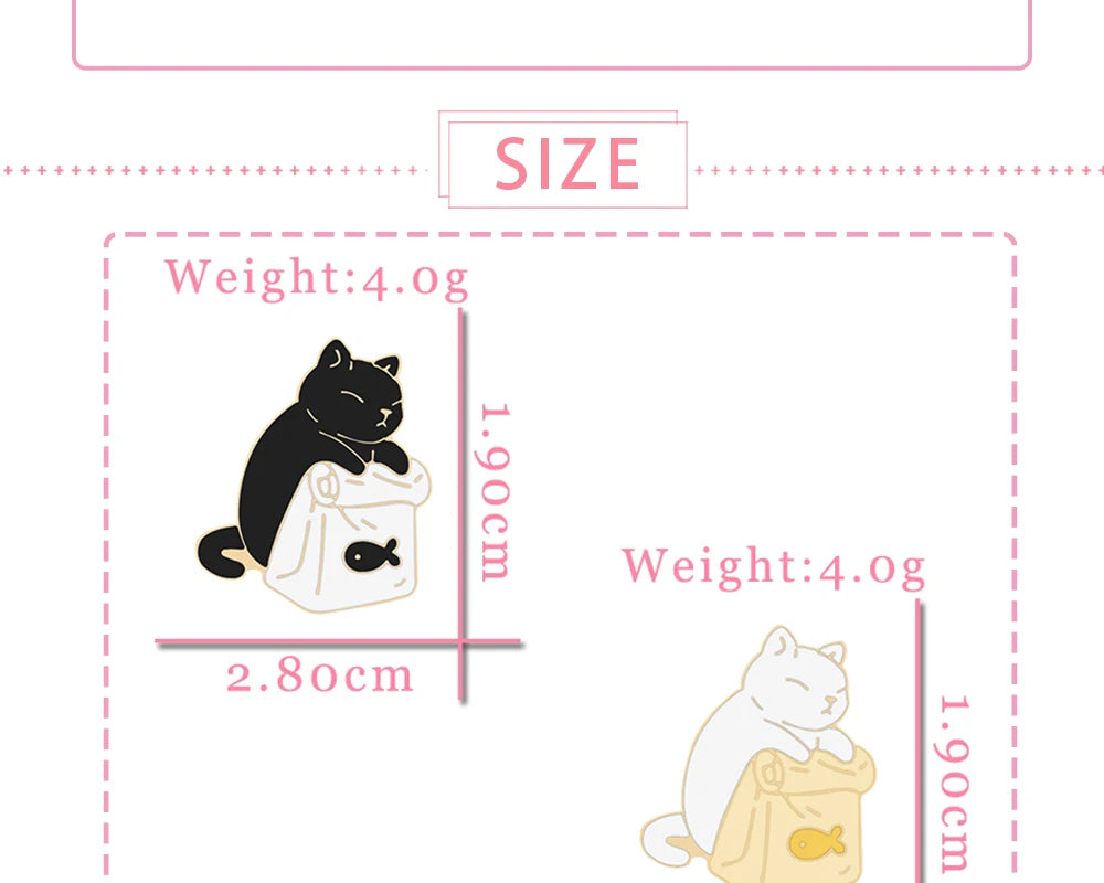 20 Styles Cute Cats collection Enamel Pins Dried Fish Bag Brooch Cartoon Animal Badges Denim Lapel Jewelry Gift for Kids Friends Quick Pick Grocers