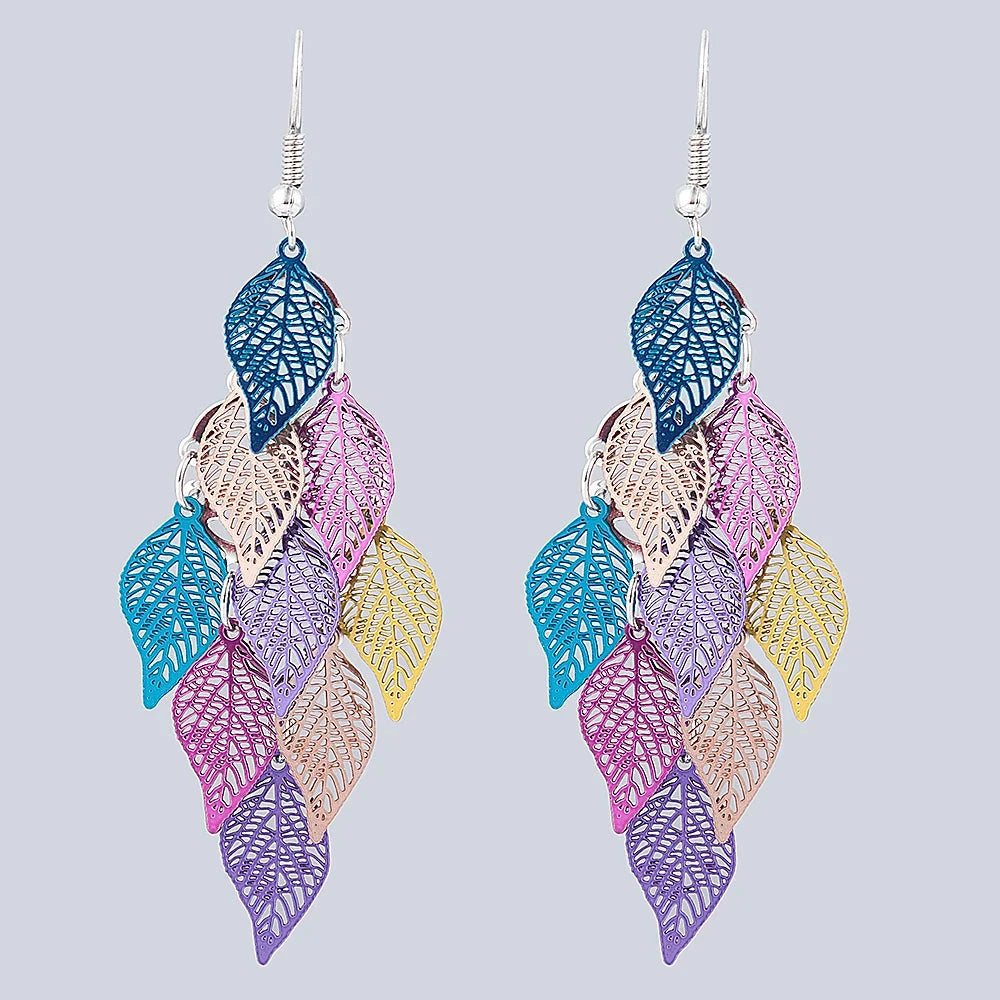 Ethnic Style Drop Earrings Small Nine Leaf Accessories Leaves Earring Bohemian Jewelry Dangle Earrings Exaggerated Women Gift Econic Blanks