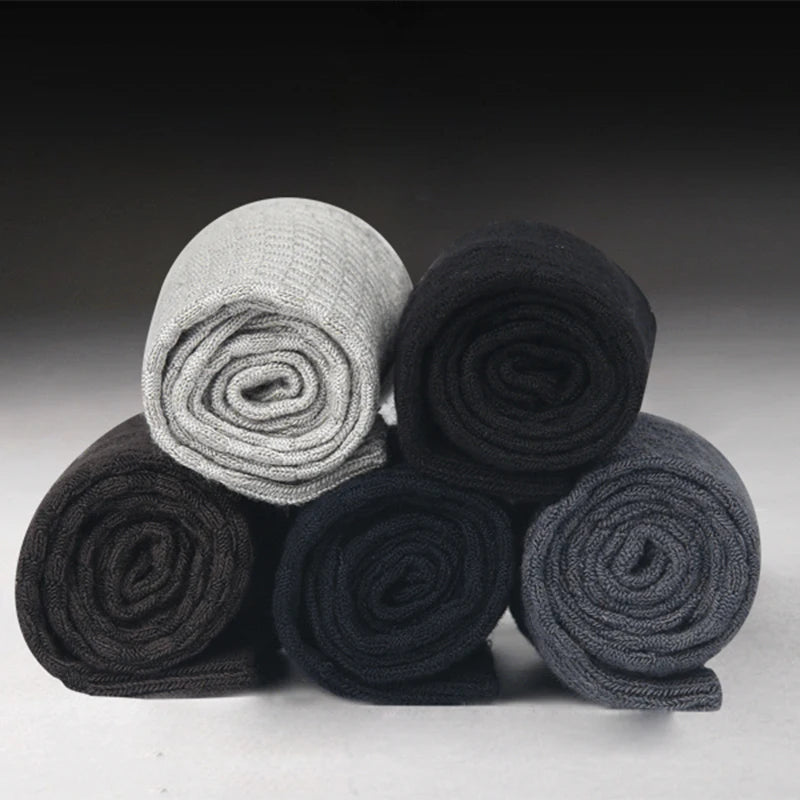 10 Pairs/Lot Men's Bamboo Fiber Socks 2025 New Compression Autumn Long Black Business Casual Man Dress Sock Gift Plus Size 42-45 Quick Pick Grocers