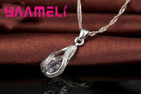 Hot Water Drop CZ 925 Sterling Silver Plated Jewelry Set For Women Pendant Necklace Hoop Earrings Wedding Party Ceremoey Anel Quick Pick Grocers