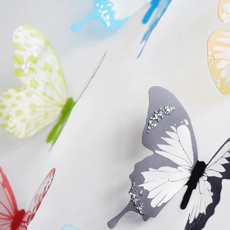 18Pcs/Set Crystal Butterfly Wall Sticker Garden Beautiful 3D Butterflies Room Home Decor Stickers Wedding Decoration Art Decals Quick Pick Grocers