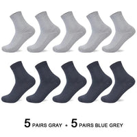 10 Pairs/Lot Men's Bamboo Fiber Socks 2025 New Compression Autumn Long Black Business Casual Man Dress Sock Gift Plus Size 42-45 Quick Pick Grocers