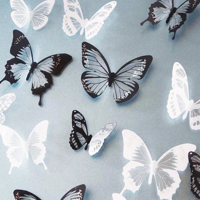 18Pcs/Set Crystal Butterfly Wall Sticker Garden Beautiful 3D Butterflies Room Home Decor Stickers Wedding Decoration Art Decals Quick Pick Grocers