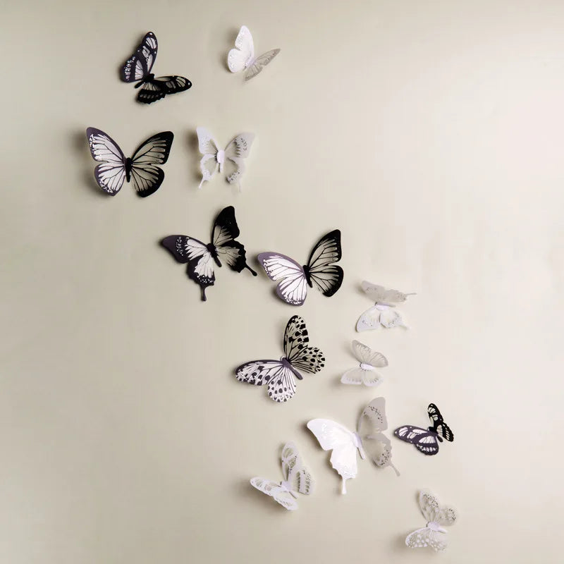 18Pcs/Set Crystal Butterfly Wall Sticker Garden Beautiful 3D Butterflies Room Home Decor Stickers Wedding Decoration Art Decals Quick Pick Grocers
