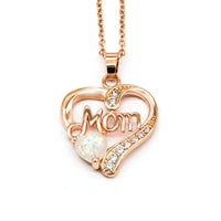 Huitan Mother's Day Necklace for Mom Luxury Trendy Craved Pendant Necklace Pink Flower Aesthetic Neck Accessories Love Jewelry Quick Pick Grocers
