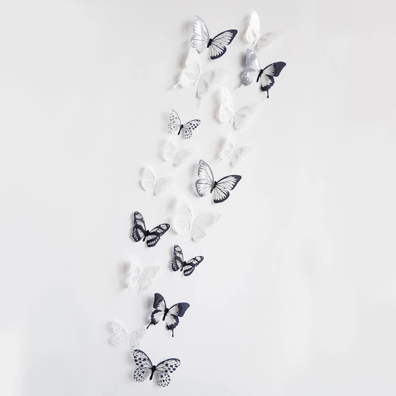 18Pcs/Set Crystal Butterfly Wall Sticker Garden Beautiful 3D Butterflies Room Home Decor Stickers Wedding Decoration Art Decals Quick Pick Grocers