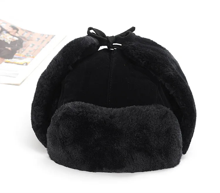 Bomber Hat Female Winter For Men Women Thick Warm Fur Velvet Cold Cap Male Snow Russian Ear Flap Purest Peak